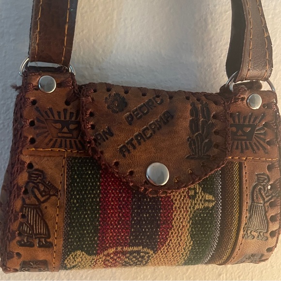Llama mini purse bag Mexico leather vintage artisan - Picture 14 of 14